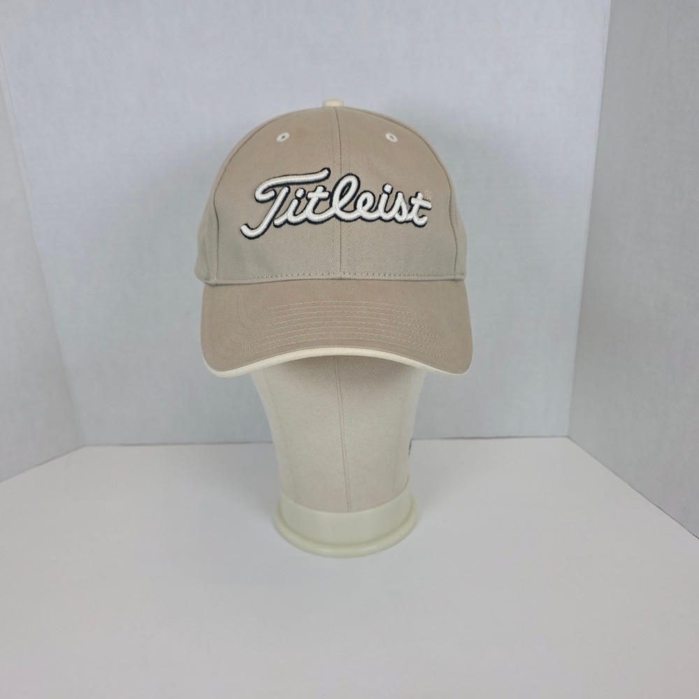 Titleist Golf Hat Mens OSFA Tan Adjustable Strapback Script Logo